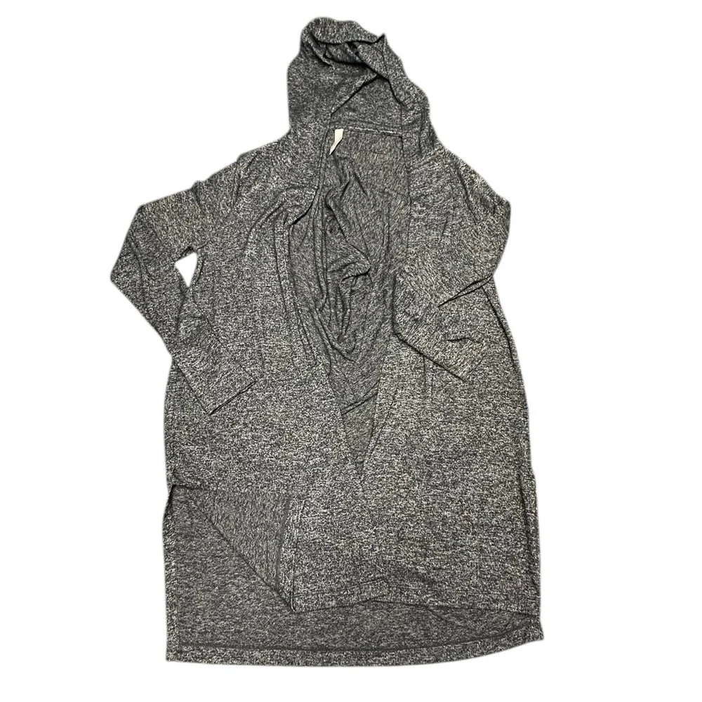 ATHLETA Harmony Wrap Yoga Gray Slouch Open Front Hooded Cardigan Sweater Size XS - Picture 5 of 9